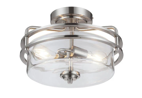Wholesale 😀 Patriot Lighting® Joska Brushed Nickel 2-Light Semi-Flush Mount Ceiling Light 👏 5 Wholesale 😀 Patriot Lighting® Joska Brushed Nickel 2-Light Semi-Flush Mount Ceiling Light 👏 - Image 3