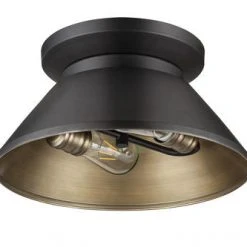 Best Sale 🔔 Patriot Lighting® Kenneth Black & Gold 2-Light Flush Mount Ceiling Light 🧨