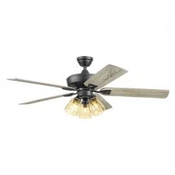 New 💯 Patriot Lighting™ Madeline 52" Matte Black Indoor LED Ceiling Fan ⭐ -Patriot Lighting Sales 20768 3550111 Persp2 LightOn A 1