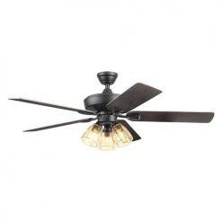 New 💯 Patriot Lighting™ Madeline 52" Matte Black Indoor LED Ceiling Fan ⭐ -Patriot Lighting Sales 20768 3550111 Persp2 LightOn B