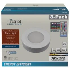 Cheapest ⌛ Patriot Lighting® Integrated LED White Plug-In Under Cabinet Puck Light - 3 Pack 💯 -Patriot Lighting Sales 346 0835 Web 3PK LED PuckLight RGBWW rev1850