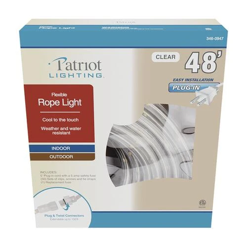 Best Pirce 😀 Patriot Lighting® 48' Plug-in Clear Incandescent Rope Light 👏 7 Best Pirce 😀 Patriot Lighting® 48' Plug-in Clear Incandescent Rope Light 👏 - Image 5