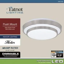 Cheapest ❤️ Patriot Lighting® Helos Satin Nickel LED Flush Mount Ceiling Light 💯 -Patriot Lighting Sales 3482120 Alt7