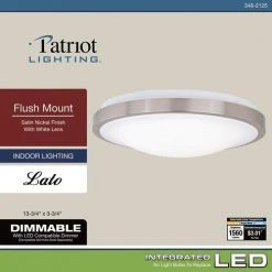 Outlet 🥰 Patriot Lighting® Lato Satin Nickel Integrated LED Flush Mount Ceiling Light 😉 -Patriot Lighting Sales 3482125 Alt7