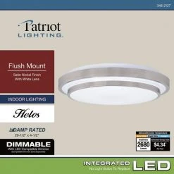 Budget ⌛ Patriot Lighting® Helos 20-1/2" Satin Nickel LED Flush Mount Ceiling Light 👍 -Patriot Lighting Sales 3482127 Alt7