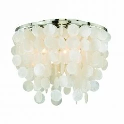 New 🥰 Patriot Lighting® Elsa Satin Nickel 3-Light Flush Mount Ceiling Light ✔️