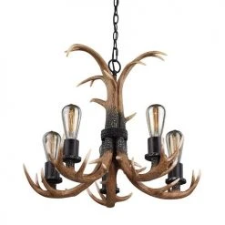 Best Pirce 💯 Patriot Lighting® Norwood 5-Light Black Walnut Chandelier 😍