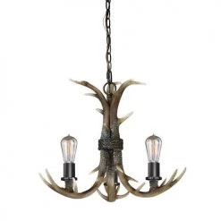 Best Sale ✔️ Patriot Lighting® Norwood 3-Light Black Walnut Chandelier 🔥
