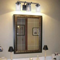 Outlet 👍 Patriot Lighting® Elegant Home Brooklyn Natural Iron & Distressed Faux Wood 3-Light Vanity Light ⭐ -Patriot Lighting Sales 351 8369 IU