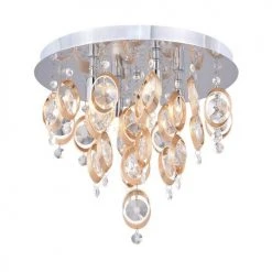 Best Sale 👍 Patriot Lighting® Elegant Home Raina Chrome & Copper 4-Light Flush Mount Ceiling Light 😍