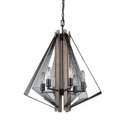 Best Pirce 🛒 Patriot Lighting® Rochester 6-Light Black Iron & Brunished Oak Chandelier 🤩