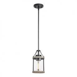 Cheap ✔️ Patriot Lighting® Elegant Home Brooklyn Natural Iron & Distressed Faux Wood 1-Light Mini Pendant ✨