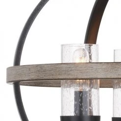 Best Pirce 🔥 Patriot Lighting® Elegant Home Brooklyn Natural Iron & Distressed Faux Wood 3-Light Pendant ⭐ -Patriot Lighting Sales 3518368 Alt3