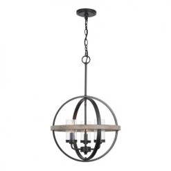 Best Pirce 🔥 Patriot Lighting® Elegant Home Brooklyn Natural Iron & Distressed Faux Wood 3-Light Pendant ⭐