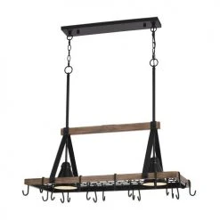 Best deal 🎁 Patriot Lighting® Elegant Home Bodhi Black & Replica Wood 2 Light Pot Rack Island Light 😀