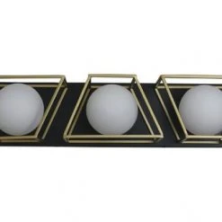 Budget 🤩 Patriot Lighting® Neema Black & Gold 3-Light Vanity Light 🛒