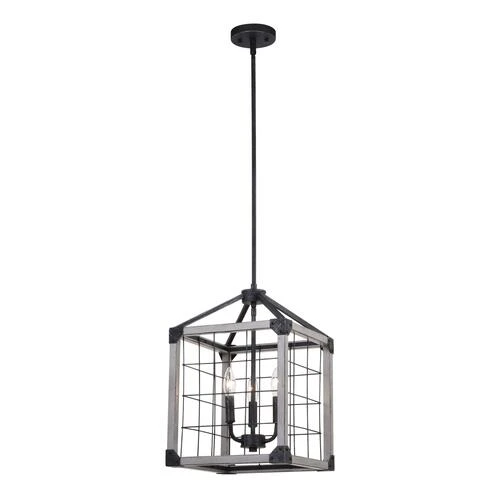 Brand new ⌛ Patriot Lighting® Elegant Home Levon Weathered Gray Faux Wood & Black 3-Light Pendant 😀 4 Brand new ⌛ Patriot Lighting® Elegant Home Levon Weathered Gray Faux Wood & Black 3-Light Pendant 😀 - Image 2