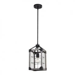 Buy 🎁 Patriot Lighting® Elegant Home Levon Weathered Gray Faux Wood & Black 1-Light Mini Pendant ✨ -Patriot Lighting Sales 3518470 Alt1
