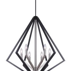 Budget 🛒 Patriot Lighting® Dryden Matte Black And Brushed Nickel 6-Light Pendant ⭐