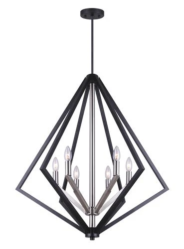 Budget 🛒 Patriot Lighting® Dryden Matte Black And Brushed Nickel 6-Light Pendant ⭐ 3 Budget 🛒 Patriot Lighting® Dryden Matte Black And Brushed Nickel 6-Light Pendant ⭐