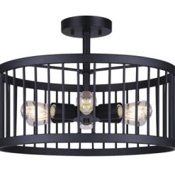 Budget 😍 Patriot Lighting® Tim Matte Black 6-Light Semi-Flush Mount Ceiling Light 😉