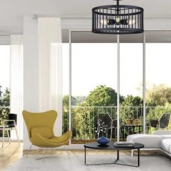 Budget 😍 Patriot Lighting® Tim Matte Black 6-Light Semi-Flush Mount Ceiling Light 😉 -Patriot Lighting Sales 3518479 LIFE