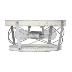 Promo 😀 Patriot Lighting® Bea White Wash Faux Wood & Galvanized 2-Light Flush Mount Ceiling Light 🧨 -Patriot Lighting Sales 3518607 Alt1