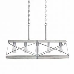 Deals ⌛ Patriot Lighting® Bea White Wash Faux Wood And Galvanized 5-Light Island Light 🛒 -Patriot Lighting Sales 3518608 Alt1