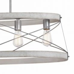 Deals ⌛ Patriot Lighting® Bea White Wash Faux Wood And Galvanized 5-Light Island Light 🛒 -Patriot Lighting Sales 3518608 Alt2