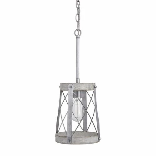 Outlet 🔥 Patriot Lighting® Bea White Wash Faux Wood And Galvanized 1-Light Mini Pendant 🔥 5 Outlet 🔥 Patriot Lighting® Bea White Wash Faux Wood And Galvanized 1-Light Mini Pendant 🔥 - Image 3