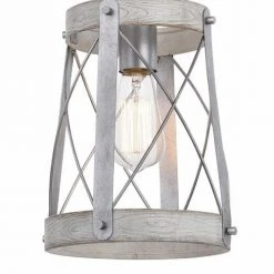Outlet 🔥 Patriot Lighting® Bea White Wash Faux Wood And Galvanized 1-Light Mini Pendant 🔥 10 Outlet 🔥 Patriot Lighting® Bea White Wash Faux Wood And Galvanized 1-Light Mini Pendant 🔥 -Patriot Lighting Sales 3518609 Alt2