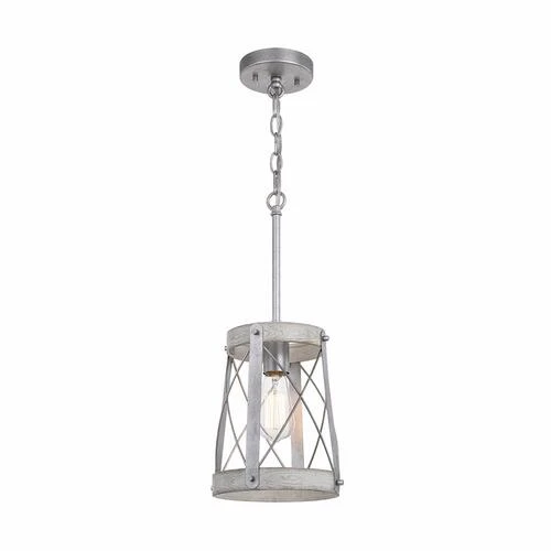 Outlet 🔥 Patriot Lighting® Bea White Wash Faux Wood And Galvanized 1-Light Mini Pendant 🔥 3 Outlet 🔥 Patriot Lighting® Bea White Wash Faux Wood And Galvanized 1-Light Mini Pendant 🔥
