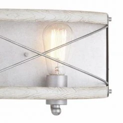 Brand new ✔️ Patriot Lighting® Bea White Wash Faux Wood And Galvanized 3-Light Vanity Light ⭐ -Patriot Lighting Sales 3518610 Alt2