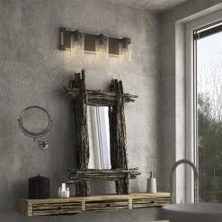 Wholesale 🥰 Patriot Lighting® Levon Weathered Gray Faux Wood And Black 3-Light Vanity Light ✨ -Patriot Lighting Sales 3518616 Alt3 1
