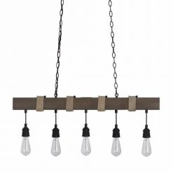 Cheapest ⌛ Patriot Lighting® Joyce Natural Wood And Black 5-Light Island Light 😉 -Patriot Lighting Sales 3518622 Alt1