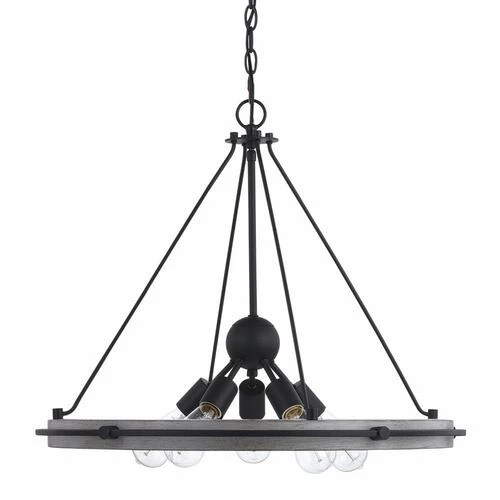 New 🧨 Patriot Lighting® Clint Textured Black And Weathered Gray Faux Wood 5-Light Pendant 🥰 5 New 🧨 Patriot Lighting® Clint Textured Black And Weathered Gray Faux Wood 5-Light Pendant 🥰 - Image 3
