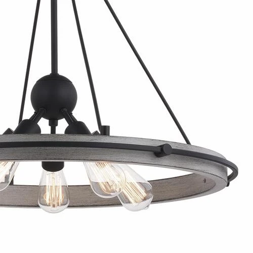 New 🧨 Patriot Lighting® Clint Textured Black And Weathered Gray Faux Wood 5-Light Pendant 🥰 6 New 🧨 Patriot Lighting® Clint Textured Black And Weathered Gray Faux Wood 5-Light Pendant 🥰 - Image 4