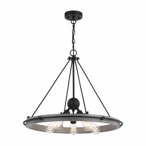 New 🧨 Patriot Lighting® Clint Textured Black And Weathered Gray Faux Wood 5-Light Pendant 🥰 3 New 🧨 Patriot Lighting® Clint Textured Black And Weathered Gray Faux Wood 5-Light Pendant 🥰
