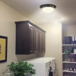 Budget 🧨 Patriot Lighting® Karter Bronze Integrated LED Flush Mount Ceiling Light ✨ -Patriot Lighting Sales 3518651 Alt2 Scene