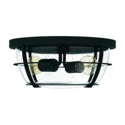 Cheapest 🔥 Patriot Lighting® Haley Matte Black 2-Light Flush Mount Ceiling Light ⭐