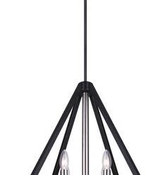 Best Sale 🎉 Patriot Lighting® Dryden Matte Black & Brushed Nickel 4-Light Chandelier 🎁