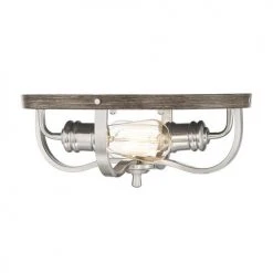 Best reviews of 💯 Patriot Lighting® Waverly Satin Nickel & Wood 2-Light Flush Mount Ceiling Light ❤️