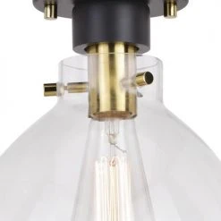 New ✨ Patriot Lighting® Kenzie Matte Black & Gold 1-Light Semi-Flush Mount Ceiling Light 🔥 -Patriot Lighting Sales 3518777 Alt4