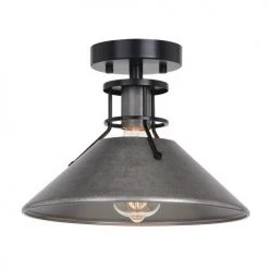 Cheapest 😀 Patriot Lighting® Ashtyn Matte Black & Charcoal Patina 1-Light Semi-Flush Mount Ceiling Light ⌛ -Patriot Lighting Sales 3518782 Alt1