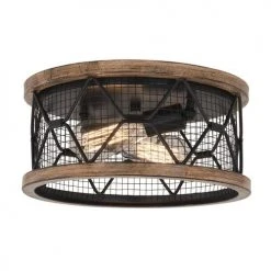 Coupon 😉 Patriot Lighting® Elegant Home Bodhi Black & Replica Wood 2-Light Flush Mount Ceiling Light 🤩