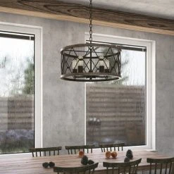 Discount ❤️ Patriot Lighting® Elegant Home Bodhi Black & Replica Wood 5-Light Pendant ⌛ -Patriot Lighting Sales 3519126 Alt3