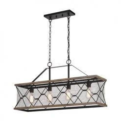 Buy 👍 Patriot Lighting® Elegant Home Bodhi Black & Replica Wood 4 Light Island Light 🤩
