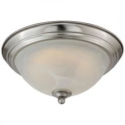 Hot Sale ⌛ Patriot Lighting® Payton Satin Nickel Integrated LED Flush Mount Ceiling Light ⭐