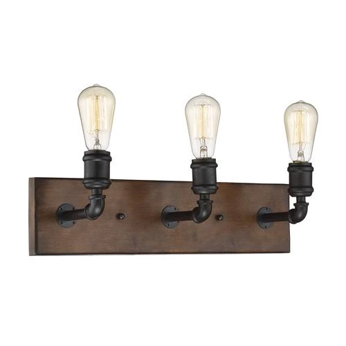 Flash Sale ⭐ Patriot Lighting® Elegant Home Steele Replica Wood With Antique Black 3-Light Vanity Light ⌛ -Patriot Lighting Sales 352 7605 P Alt1