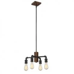 Cheapest ✔️ Patriot Lighting® Elegant Home Steele 4-Light Replica Wood With Antique Black Chandelier 😀